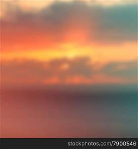 Blurred sunset sky over the sea in vintage style