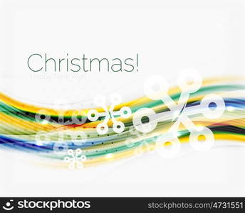 Blurred wave line with snowflakes. Christmas message presentation template, abstract background