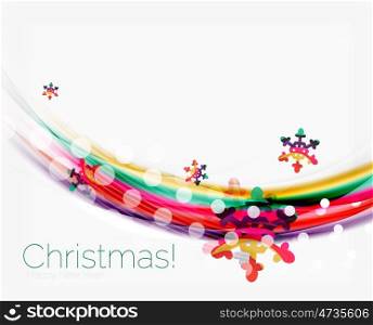 Blurred wave line with snowflakes. Christmas message presentation template, abstract background
