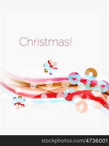 Blurred wave line with snowflakes. Christmas message presentation template, abstract background