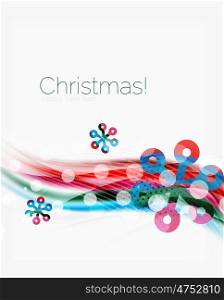 Blurred wave line with snowflakes. Christmas message presentation template, abstract background