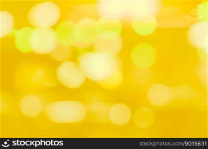 Blurred yellow and golden bokeh background. Blur abstract background of yellow light. Yellow light with beautiful pattern of circle bokeh. Golden bokeh abstract background for festive decoration.