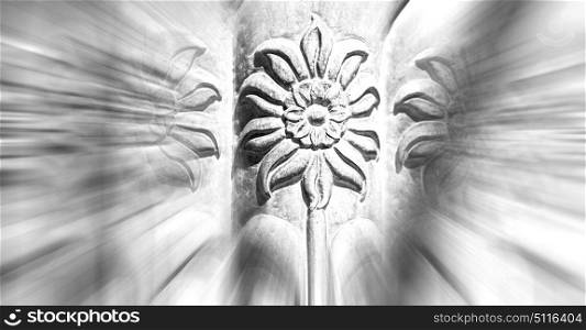 blurred zoom in old iran mousque the column incision of a flower like abstract background