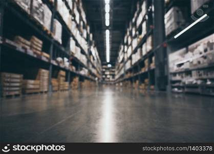 blurry background of warehouse, concept of international export