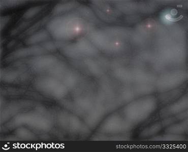 Blurry Image of Tree Branches in Night with Stars Background
