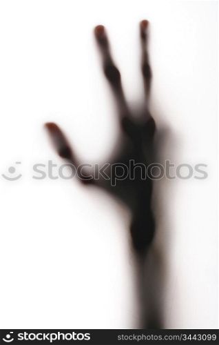 blurry scary horror hand silhouette on white