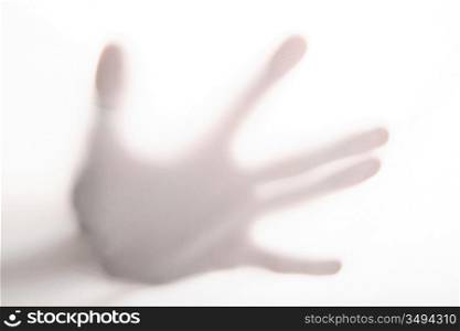 blurry scary horror hand silhouette on white