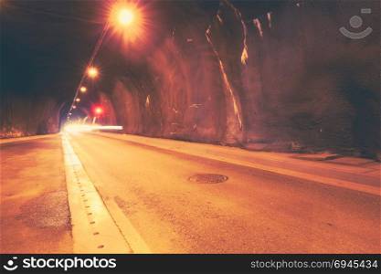 Blurry tunnel car traffic lights motion blur
