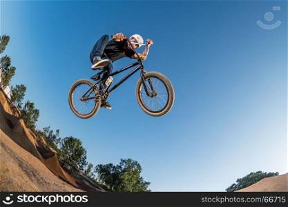 Bmx Table Top on a dirt track.
