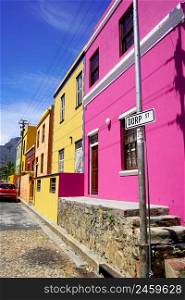  Bo-Kaap district, Cape Town, South Africa - 14 December 2021   Distinctive bright houses in the bo-kaap district of Cape Town, South Africa