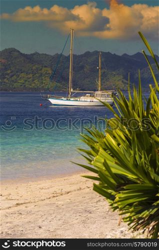 Boat at Paradise Tropic Island. Gili, Indonesia