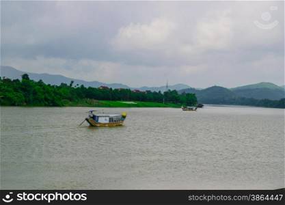 boat at Perfume River (Song Huong) near Hue, Vietnam