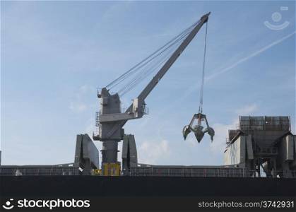 Boat crane . Boat crane in loading and unloading operations