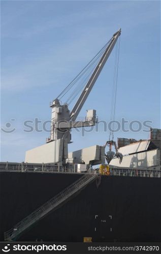 Boat crane . Boat crane in loading and unloading operations