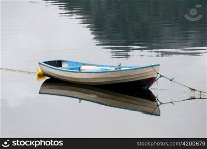 Boat in a lake, Bjorn Fjord, Hardangervidda, Hardanger, Norway