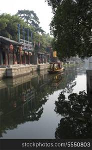 Boat in a river, Suzhou Street, Summer Palace, Haidian District, Beijing, China