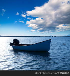 Boat in Estany des Peix at Formentera Balearic Islands of Spain