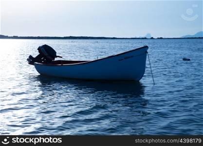 Boat in Estany des Peix at Formentera Balearic Islands of Spain
