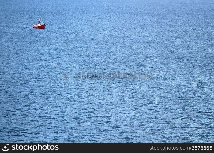 Boat in the sea, Honolulu Harbor, Honolulu, Oahu, Hawaii Islands, USA