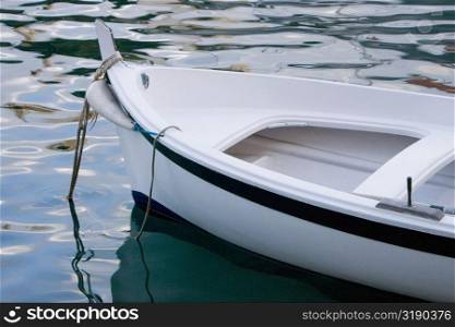 Boat moored in the sea, Italian Riviera, Portofino, Genoa, Liguria, Italy