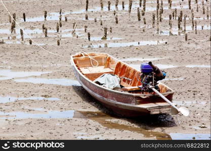 Boat on mud, thailand