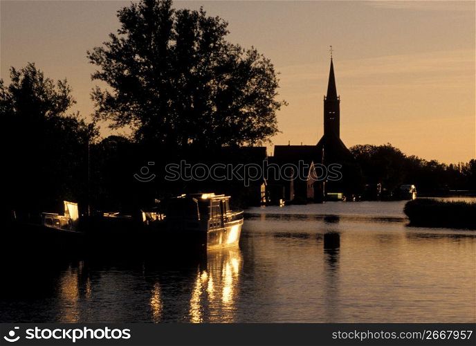 Boat on river, Ursum, Holland