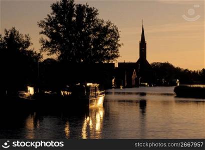 Boat on river, Ursum, Holland