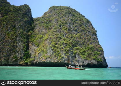 boat on the beautiful sea Maya Bay Phuket Thailand