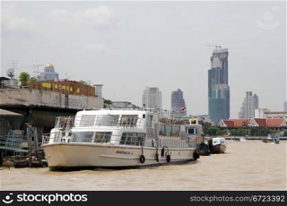 Boat on the Chao Phraya river in Bangkok, Thailand
