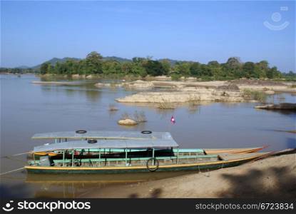 Boat on the Mekong river in Laos