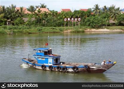 Boat on the river in Hoi An in central Vietnam