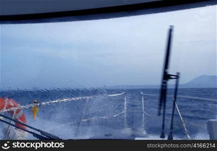 boat perfect storm water splashing in window from indoor