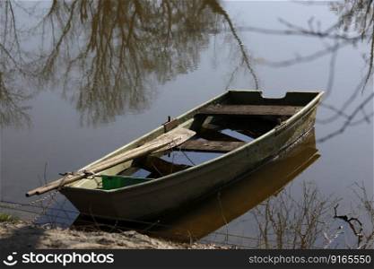 boat rowboat fishing boat spring