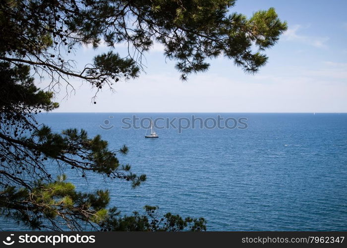 Boat sailing on the sea in Dalmatia, Croatia