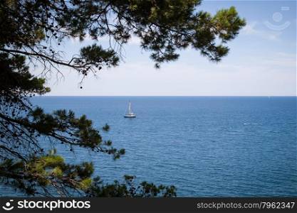 Boat sailing on the sea in Dalmatia, Croatia
