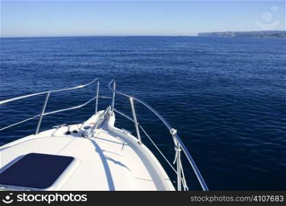 Boat white bow, yatch vacation on the blue ocean, nautical symbol