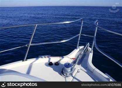 Boat white bow, yatch vacation on the blue ocean, nautical symbol