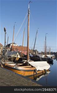 Boat yard for fishing boats in the port of Spakenburg in the Netherlands.