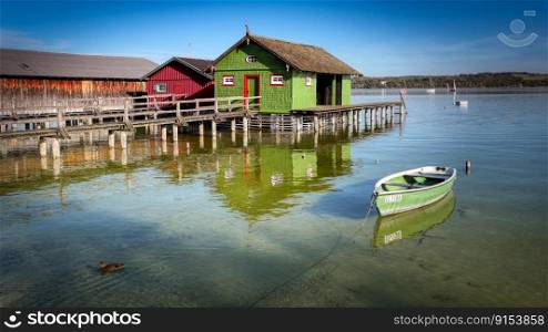 boathouse boat lake ammersee water