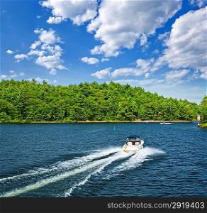 Boating on lake