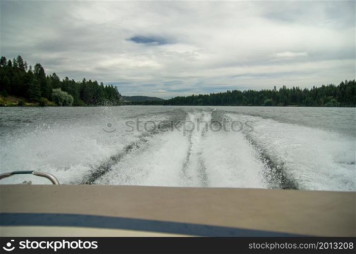 boating on long lake near spokane in nine mile falls washington state