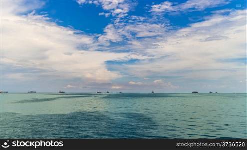 Boats anchored near the shores of Zanzibar, Tanzania