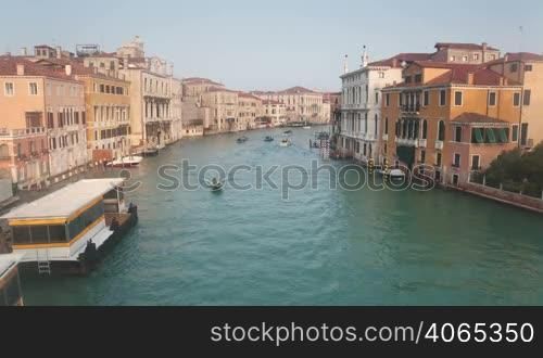 Boats and buildings on the Grand Channel at sunrise, Venice, Italy