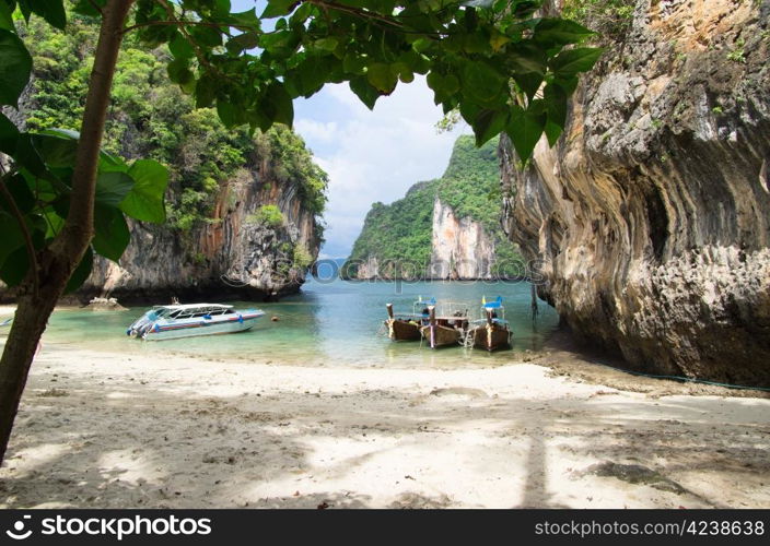 boats and islands in andaman sea Thailand