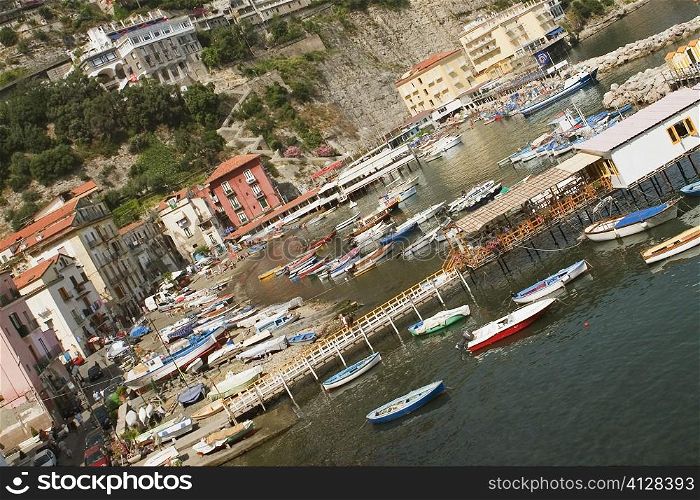 Boats at a harbor, Marina Grande, Capri, Sorrento, Sorrentine Peninsula, Naples Province, Campania, Italy