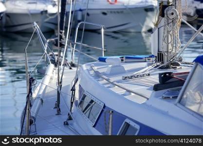 Boats details on mediterranean marina, Spain