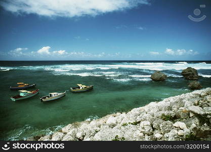 Boats floating near a seashore, Barbados