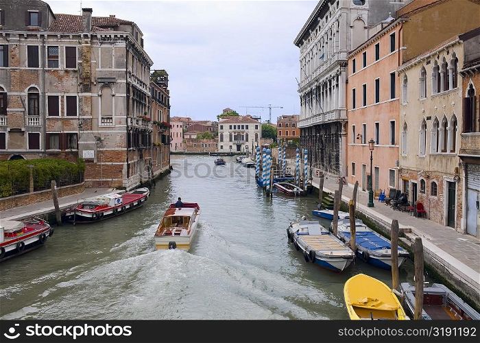 Boats in a canal, Venice, Italy
