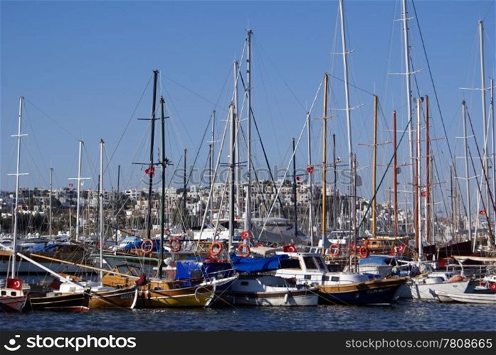 Boats in Bodrum marina, Turkey