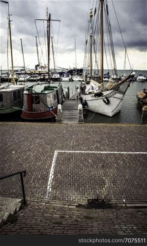 Boats in Holland, detail of maritime transport, Netherlands
